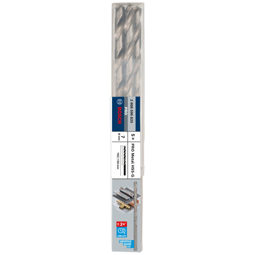 Bosch PRO Metal HSS-G Spiralbohrer, 7 x 102 x 156 mm, 5-tlg.