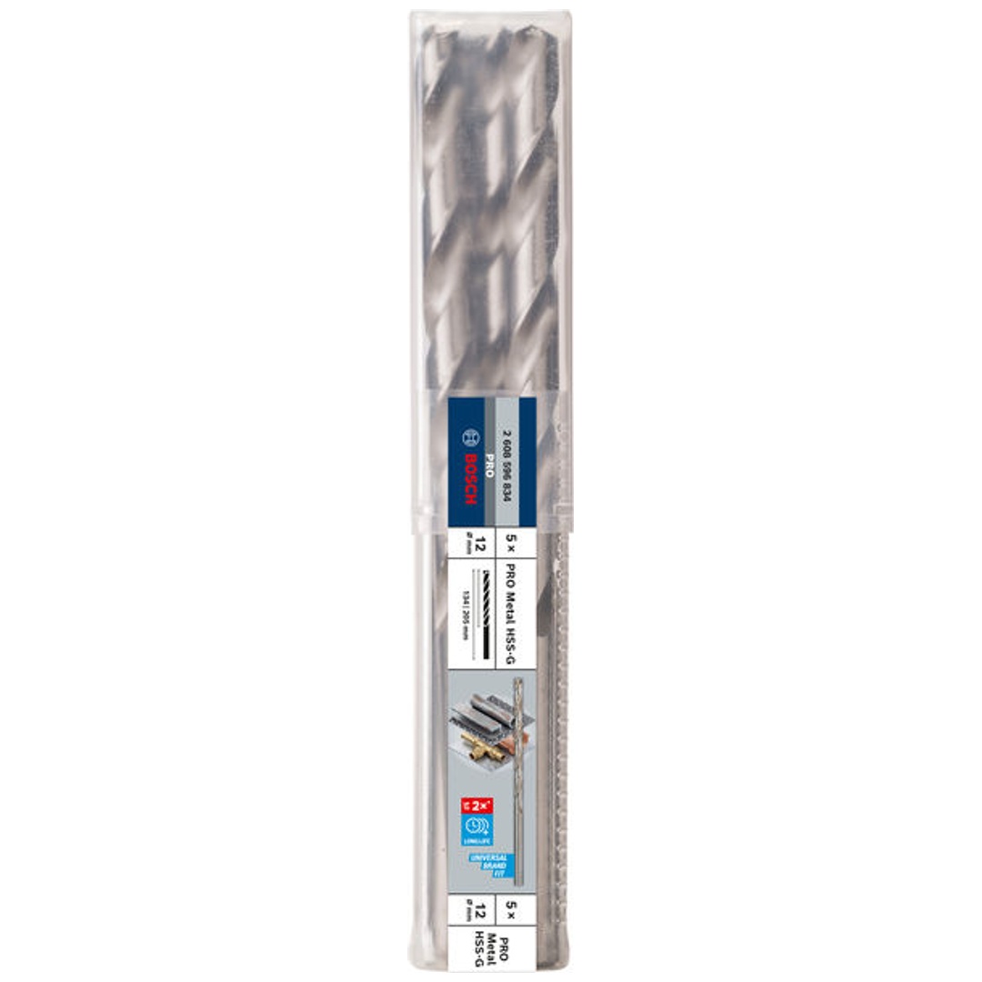 Bosch PRO Metal HSS-G Spiralbohrer, 12 x 134 x 205 mm, 5-tlg.