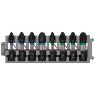 Bosch Schrauberbit-Set Impact Control, 8-tlg., PH1, 3x PH2, PH3, 2 x PZ2, PZ3, 25 mm