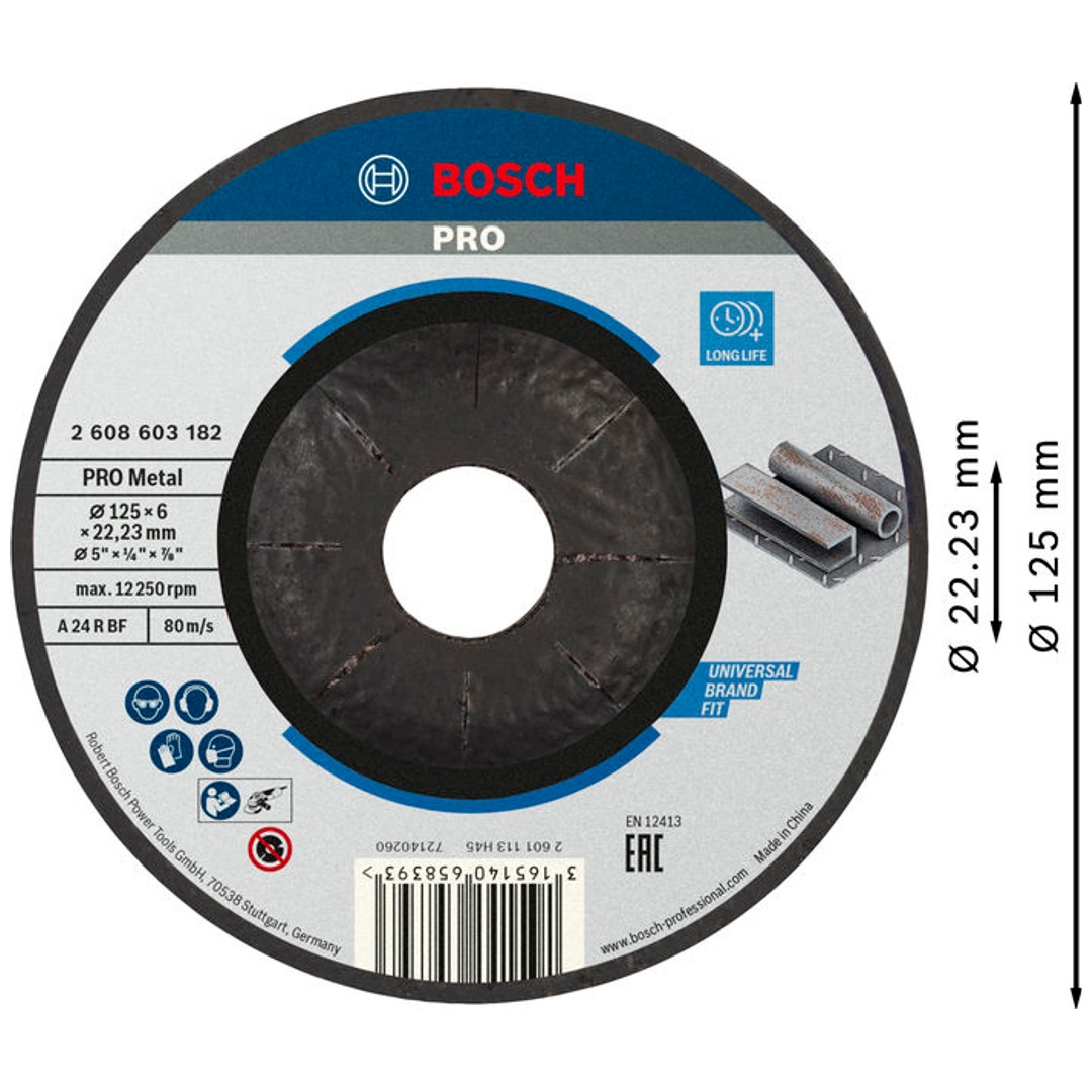 Bosch PRO Metal Schleifscheibe, 125 x 6 x 22.23 mm