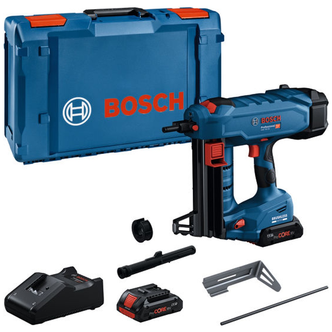Bosch Professional Bosch Akku-Nagler GNB 18V-40, incl. 2x Akku ProCORE 4 Ah, Schnellladegerät, Zubehör, XL-BOXX