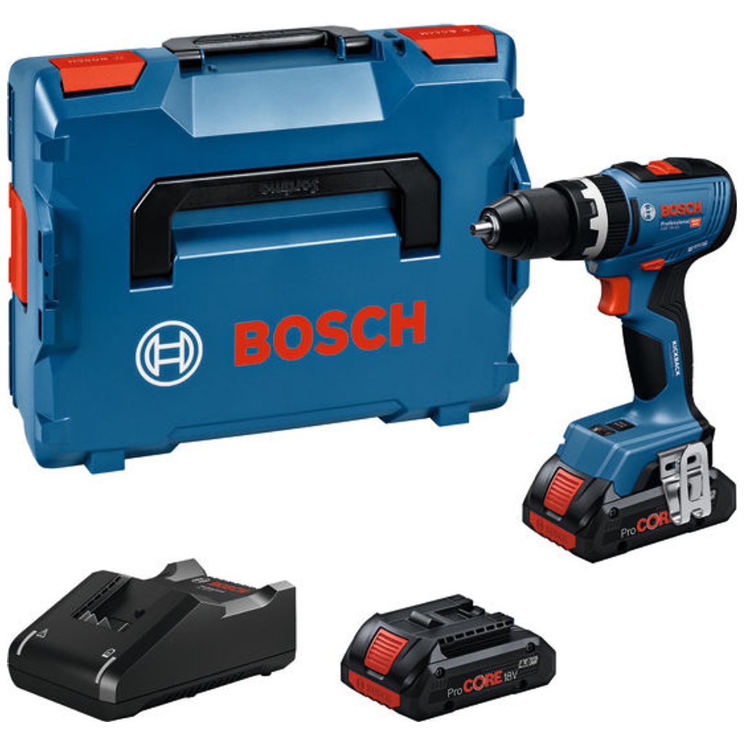 Bosch Akku-Schlagbohrschauber GSB 18V-65, incl. 2x Akku ProCORE 4 Ah, Schnellladegerät, L-BOXX