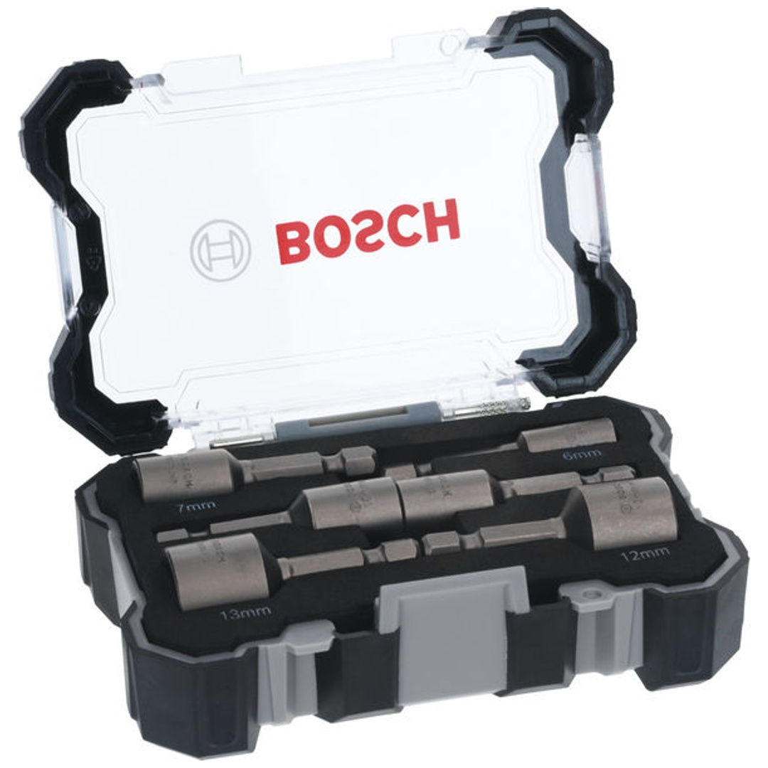 Bosch Steckschlüssel-Set, 6-tlg., 50 mm, 6 - 13, Extra Hard