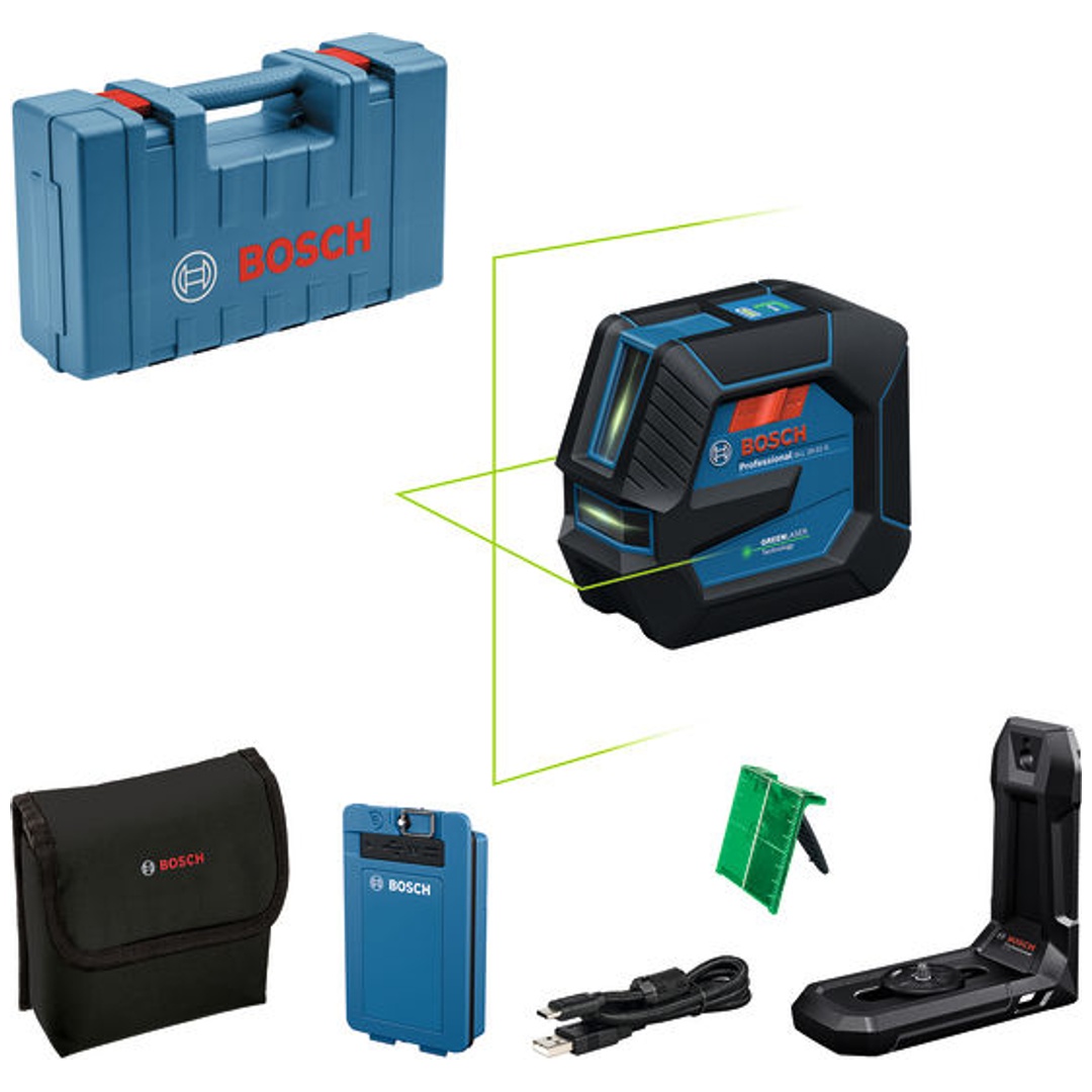 Bosch Linienlaser GLL 20-22 G, incl. Zubehör, Handwerkerkoffer