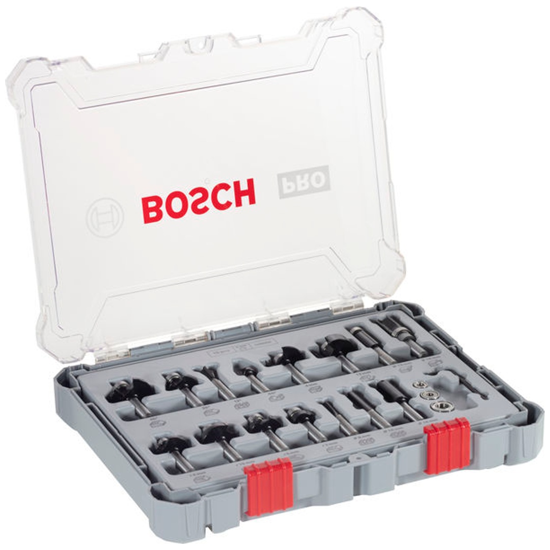Bosch Freihandfräser-Set, 8-mm-Schaft, 15-tlg. p1174011