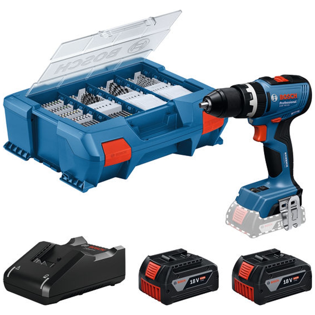 Bosch Akku-Schlagbohrschauber GSB 18V-65, incl. 2x Akku GBA 4 Ah, Schnellladegerät, L-Case Pick & Click