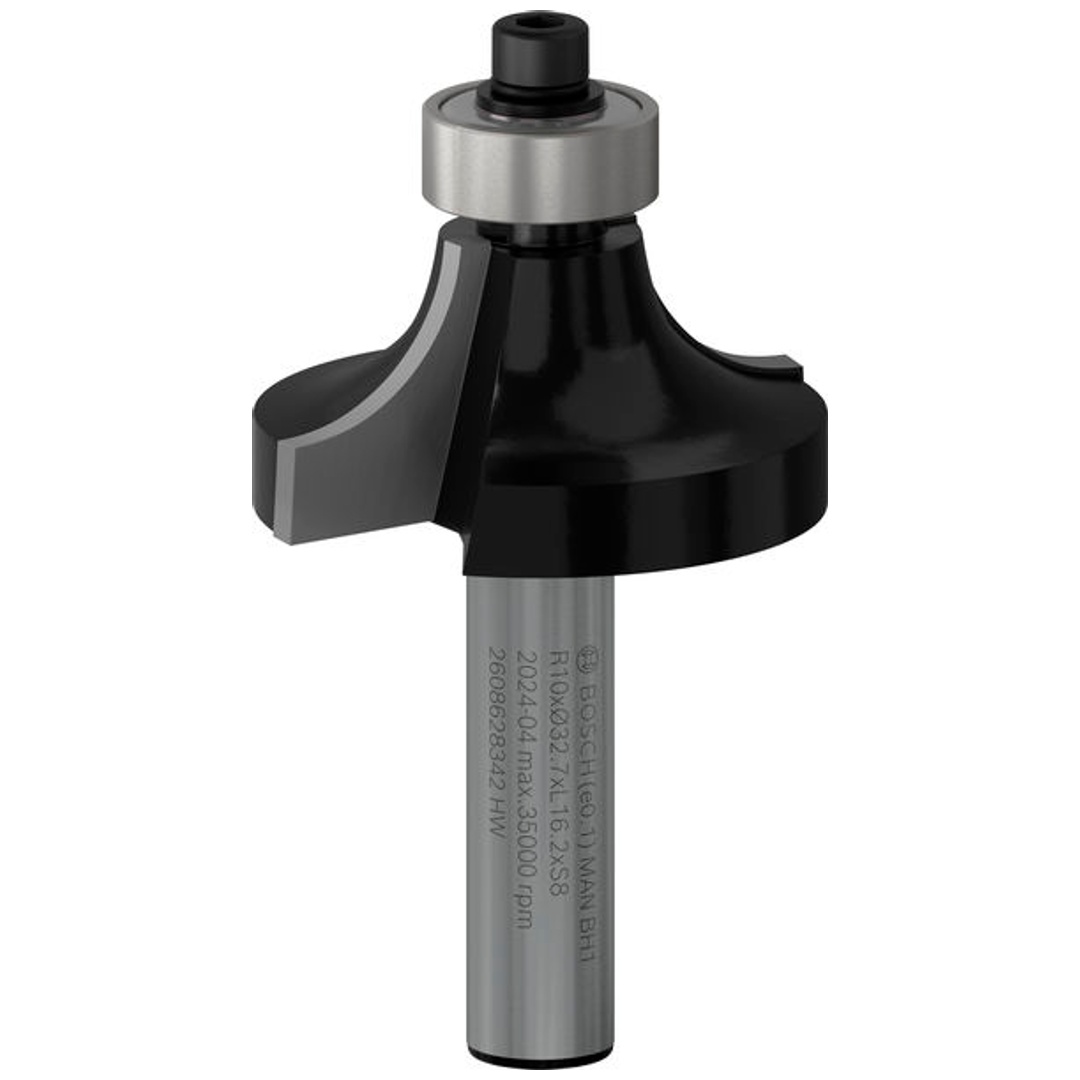 Bosch Abrundfräser Standard for Wood, 8 mm, R1 10 mm, L 16,5 mm, G 57 mm