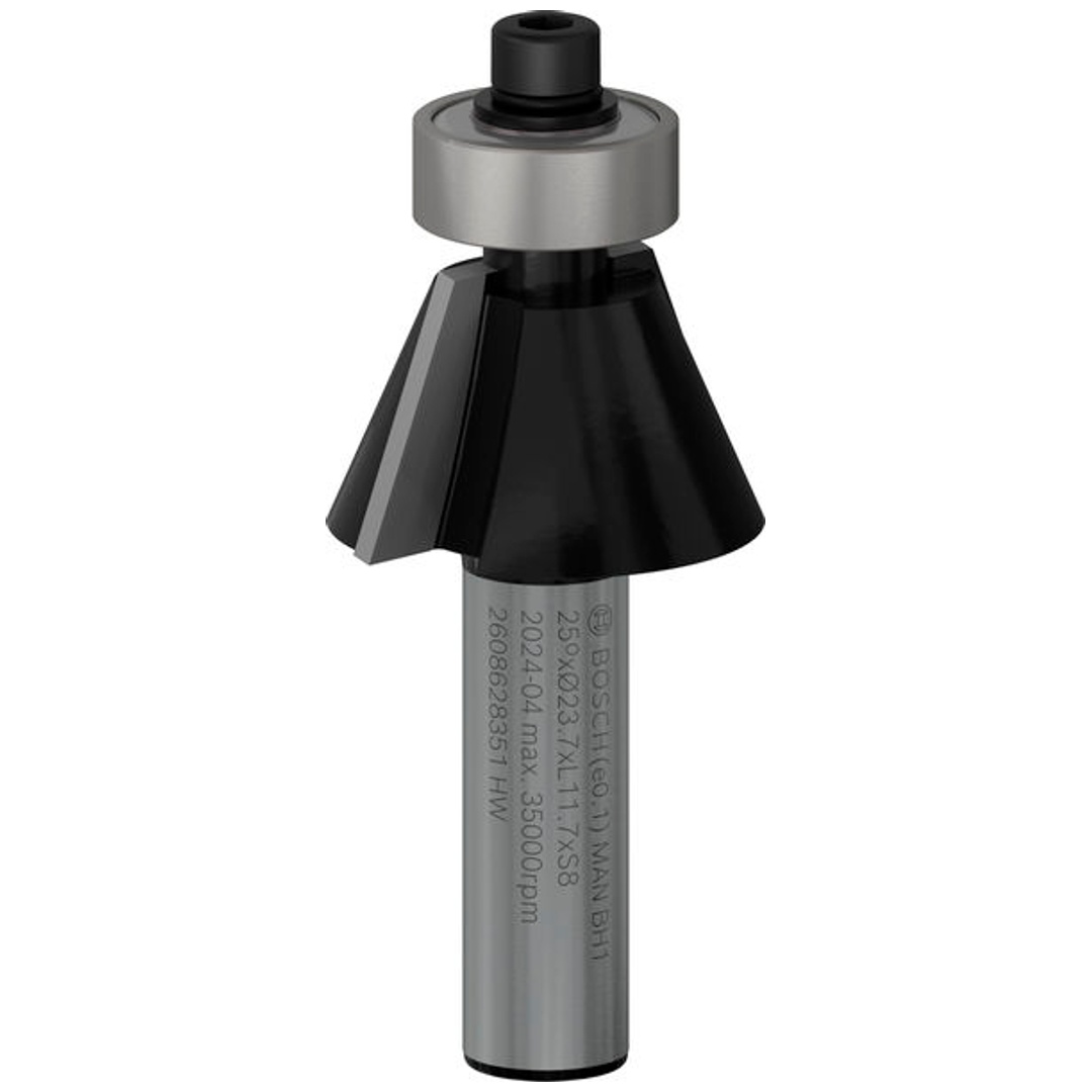 Bosch Fase-/Bündigfräser, 8 mm, D1 23,7 mm, B 5,5 mm, L 12 mm, G 54 mm, 25°