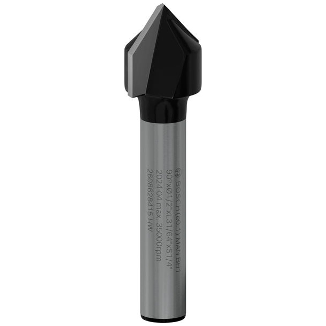 Bosch V-Nutfräser 1/4, D1 12,7 mm, L 12,7 mm, G 45 mm, 90°