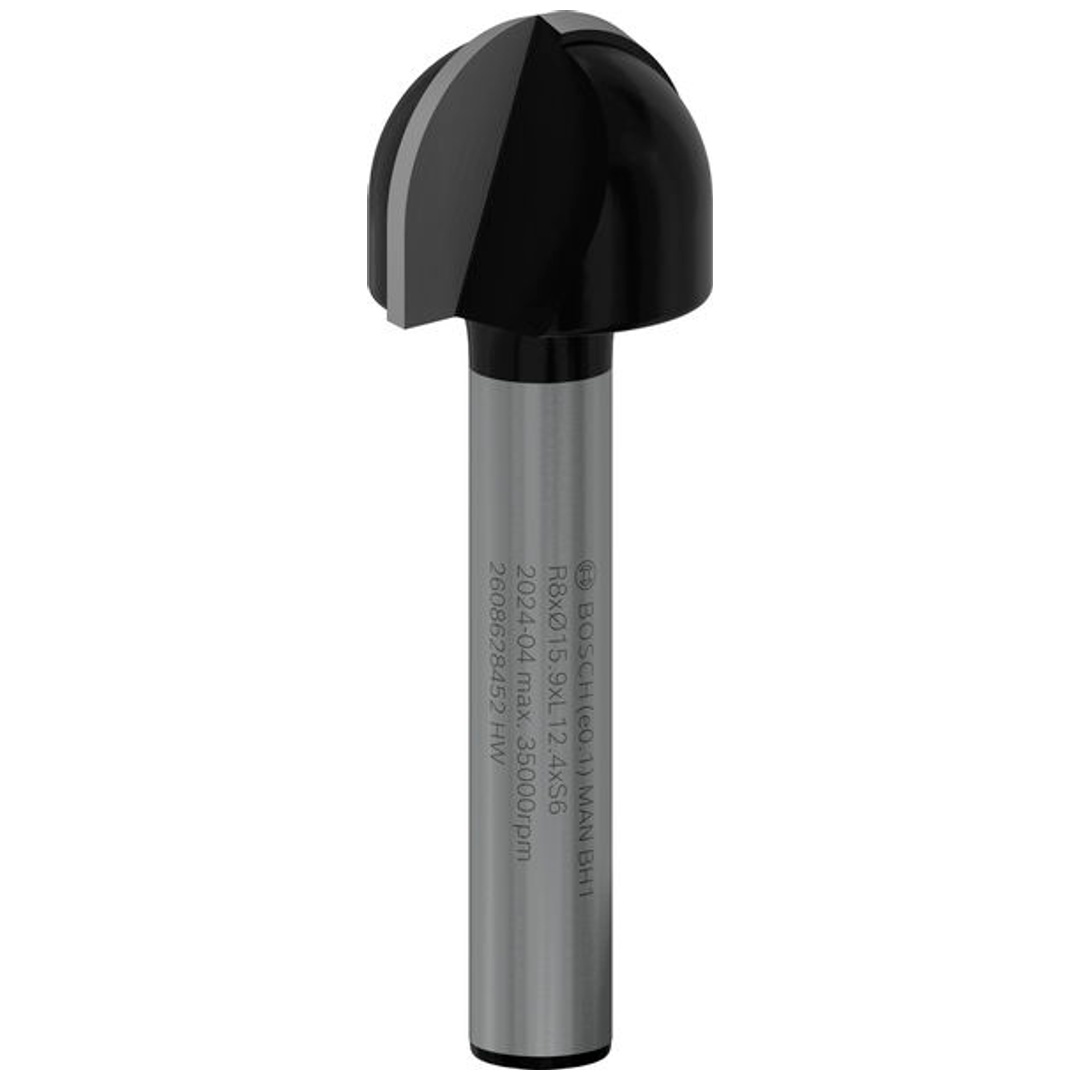 Bosch Hohlkehlfräser 6 mm, R1 8 mm, D 15,9 mm, L 12,3 mm, G 45 mm