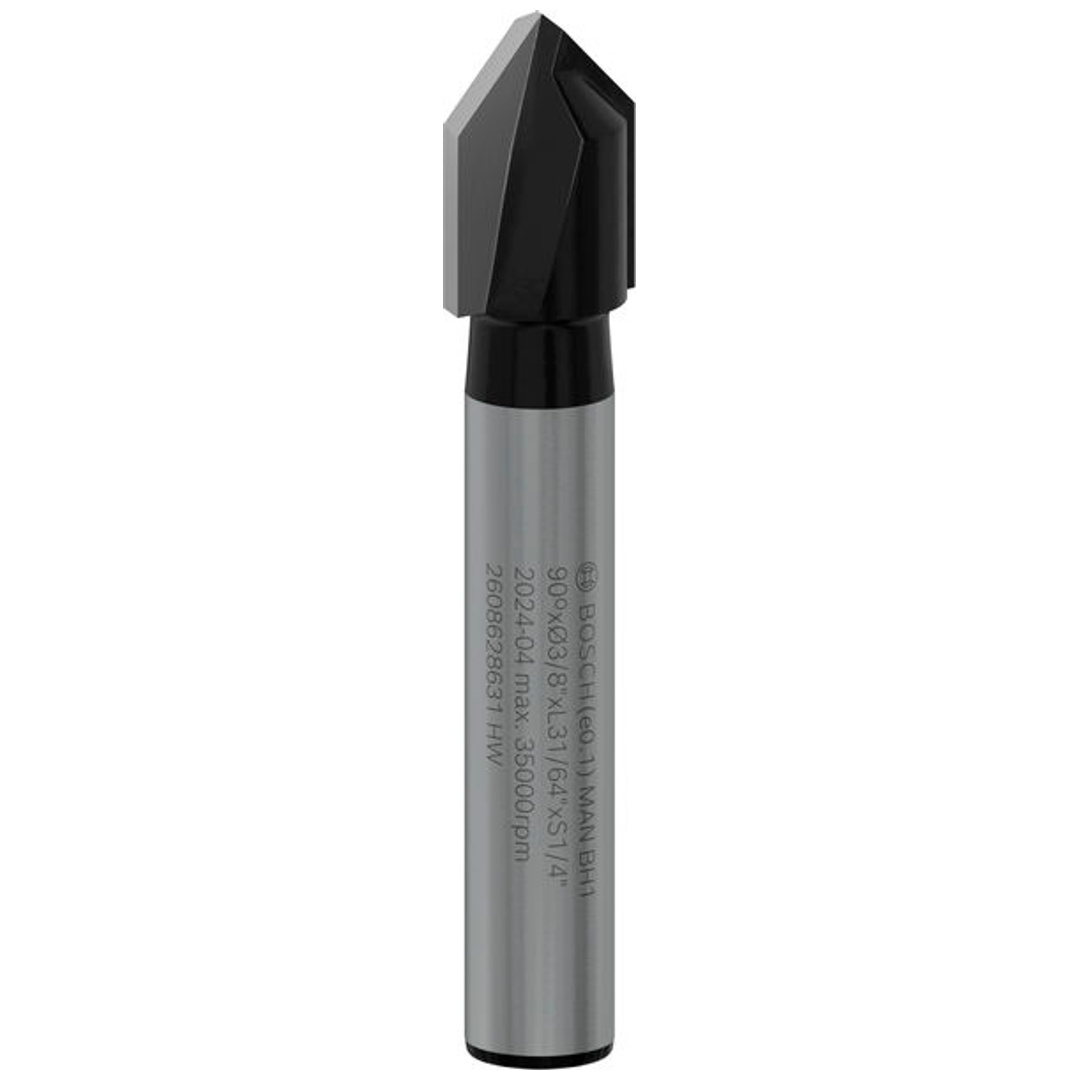 Bosch V-Nutfräser 1/4, D1 9,5 mm, L 12,4 mm, G 45 mm, 90°