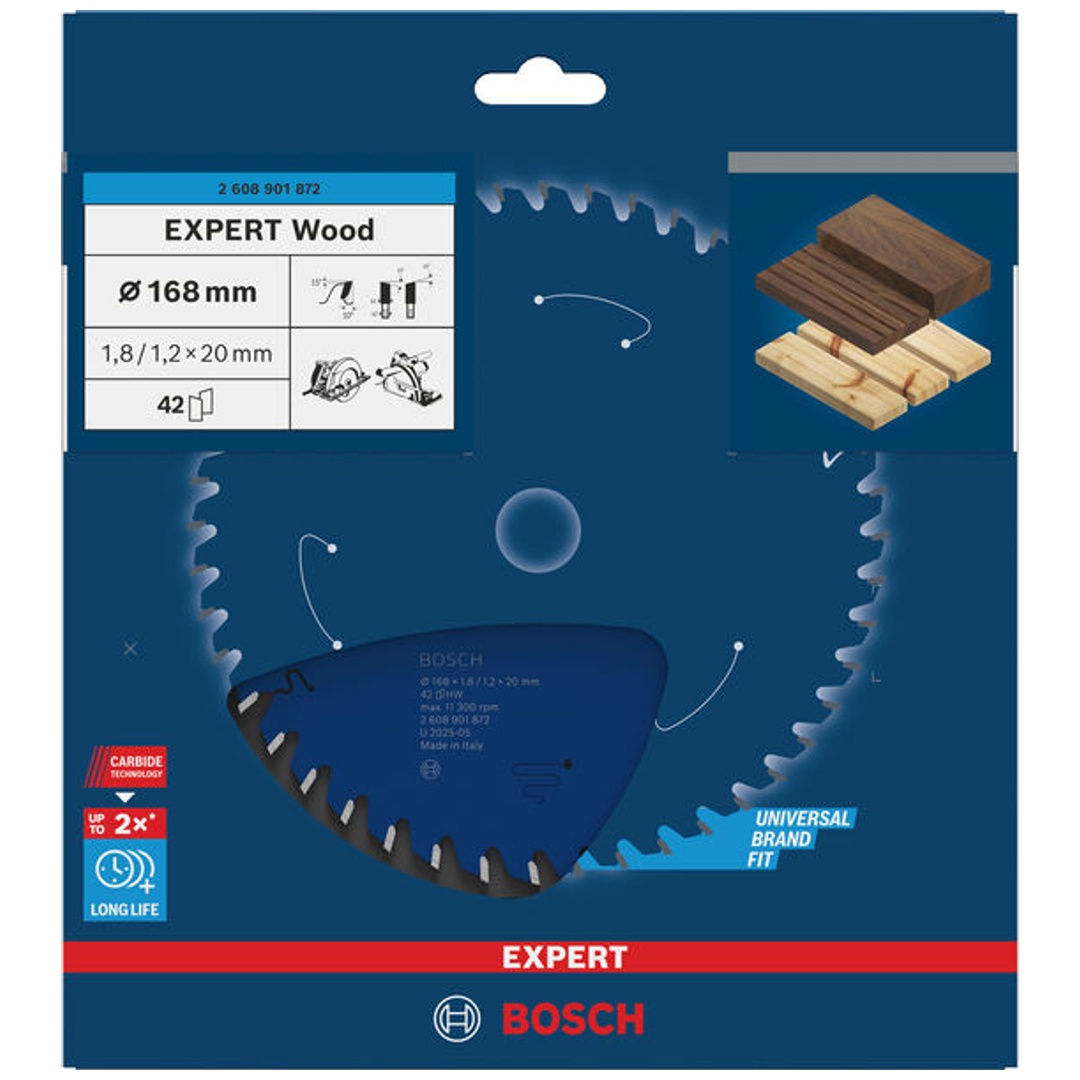 Bosch EXPERT for Wood Kreissägeblatt, 168x20x1.8/1.2 mm, 42 Zähne