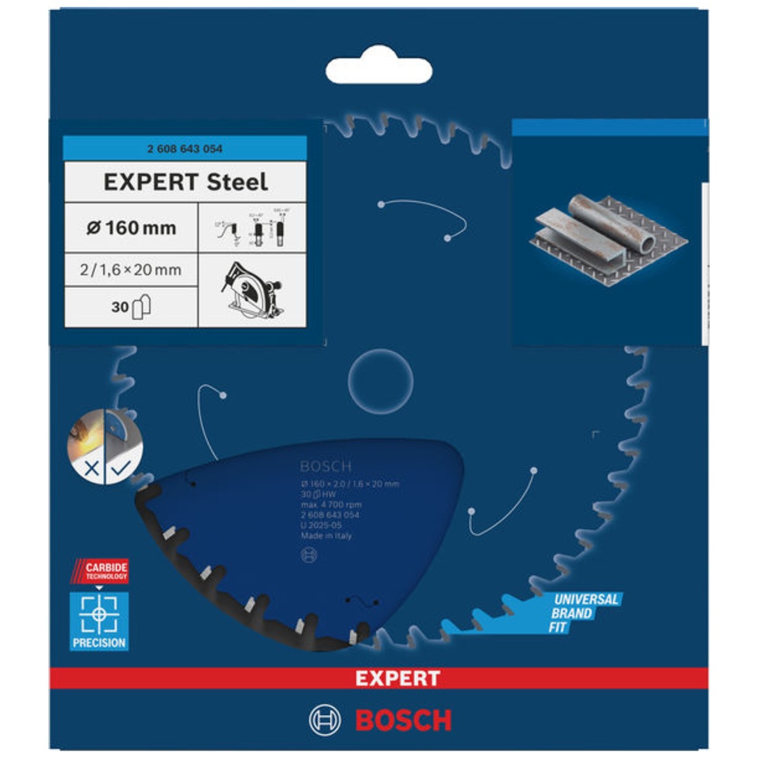 Bosch EXPERT Kreissägeblatt Steel, 160 x 20 x 2,0 mm, 30