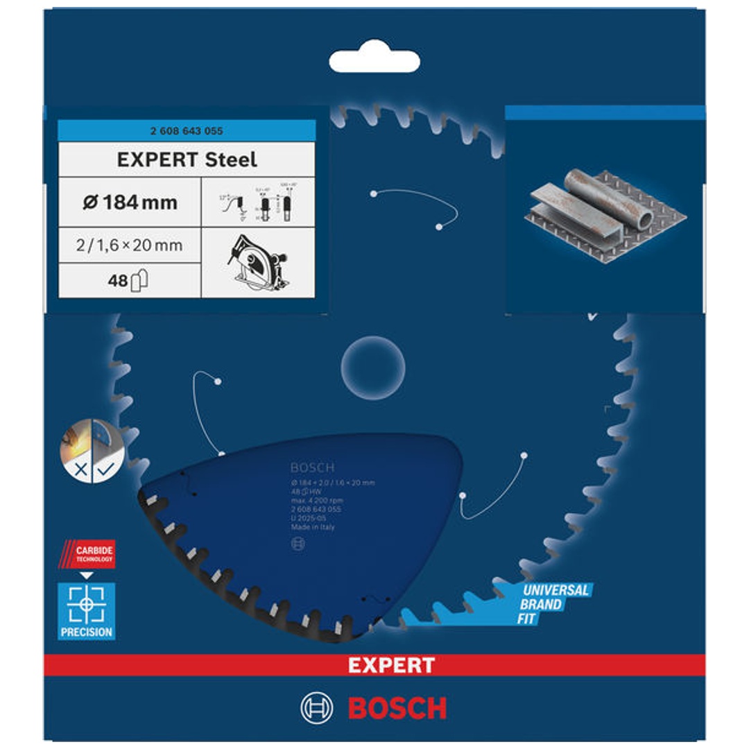 Bosch EXPERT Kreissägeblatt Steel, 184 x 20 x 2,0 mm, 48