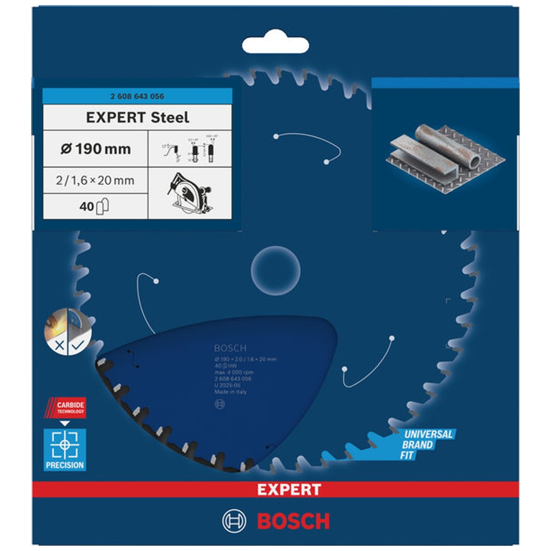 Bosch EXPERT Kreissägeblatt Steel, 190 x 20 x 2,0 mm, 40