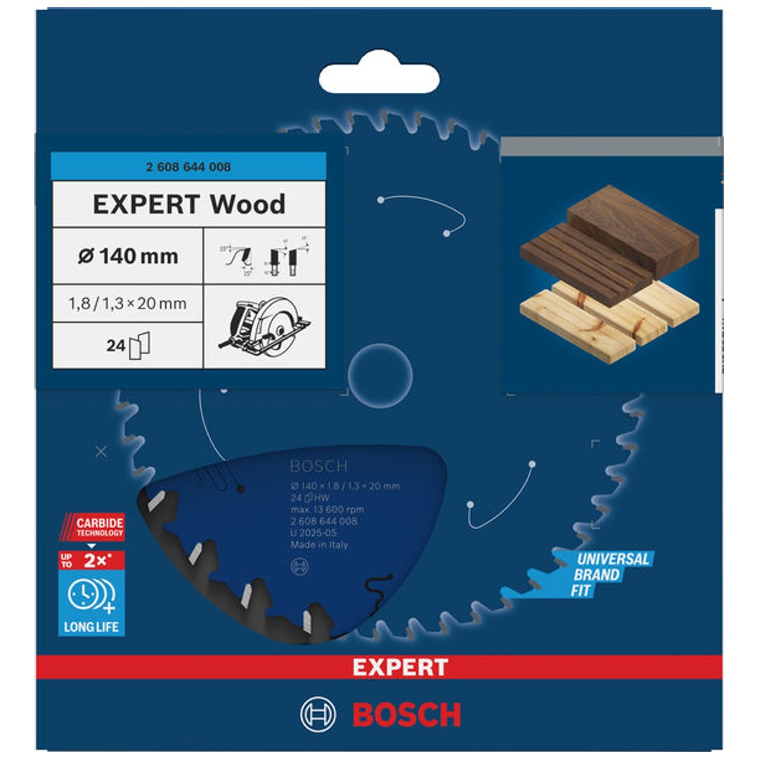 Bosch Kreissägeblatt Expert for Wood, 140 x 20 x 1,8 mm, 24