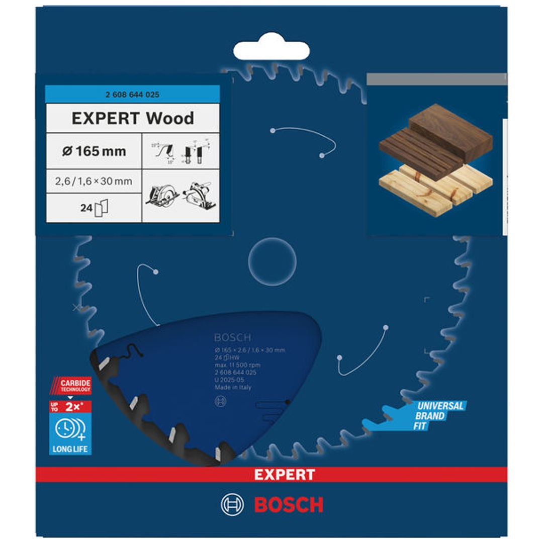 Bosch Kreissägeblatt Expert for Wood, 165 x 30 x 2,6 mm, 24