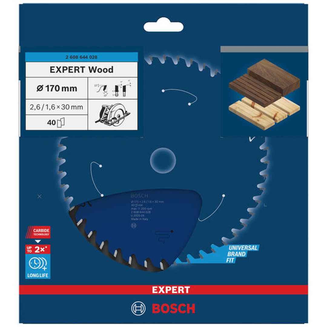 Bosch Kreissägeblatt Expert for Wood, 170 x 30 x 2,6 mm, 40