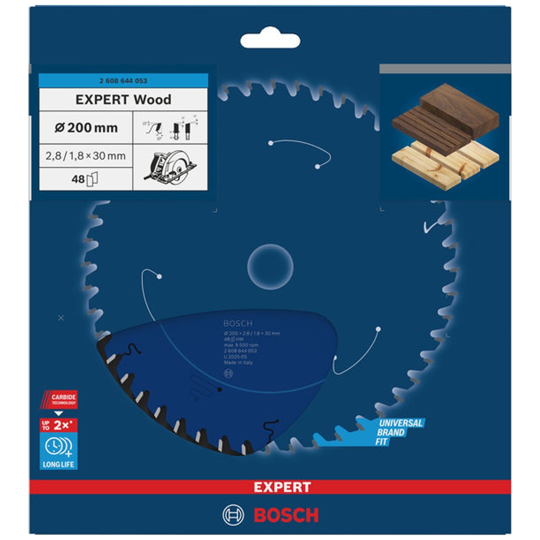 Bosch Kreissägeblatt Expert for Wood, 200 x 30 x 2,8 mm, 48
