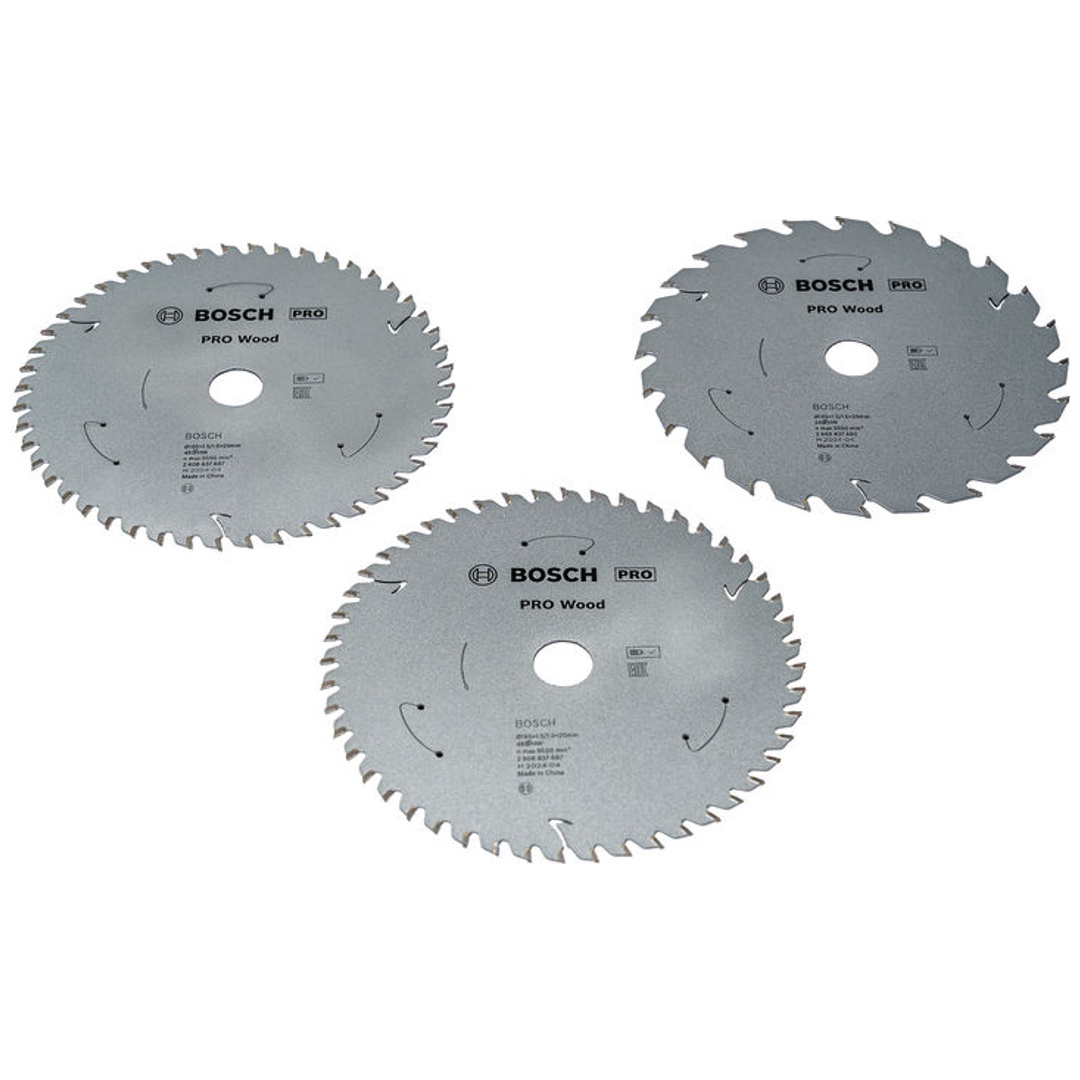 Bosch Kreissägeblatt Promo 3er Pack, 165 mm CL Pro Wood, Weich-/Hartholz