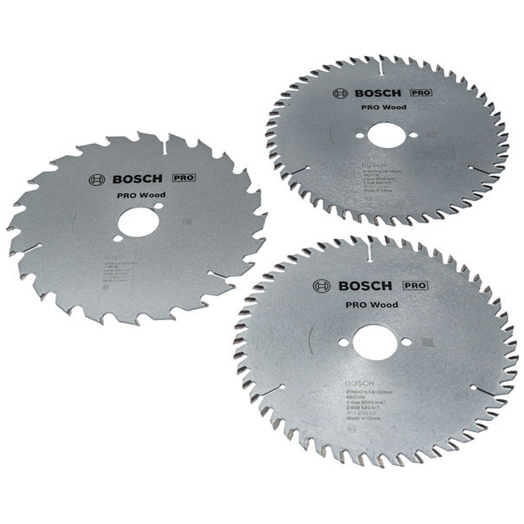 Bosch Kreissägeblatt Promo 3er Pack, 190 mm Pro Wood, Weich-/Hartholz