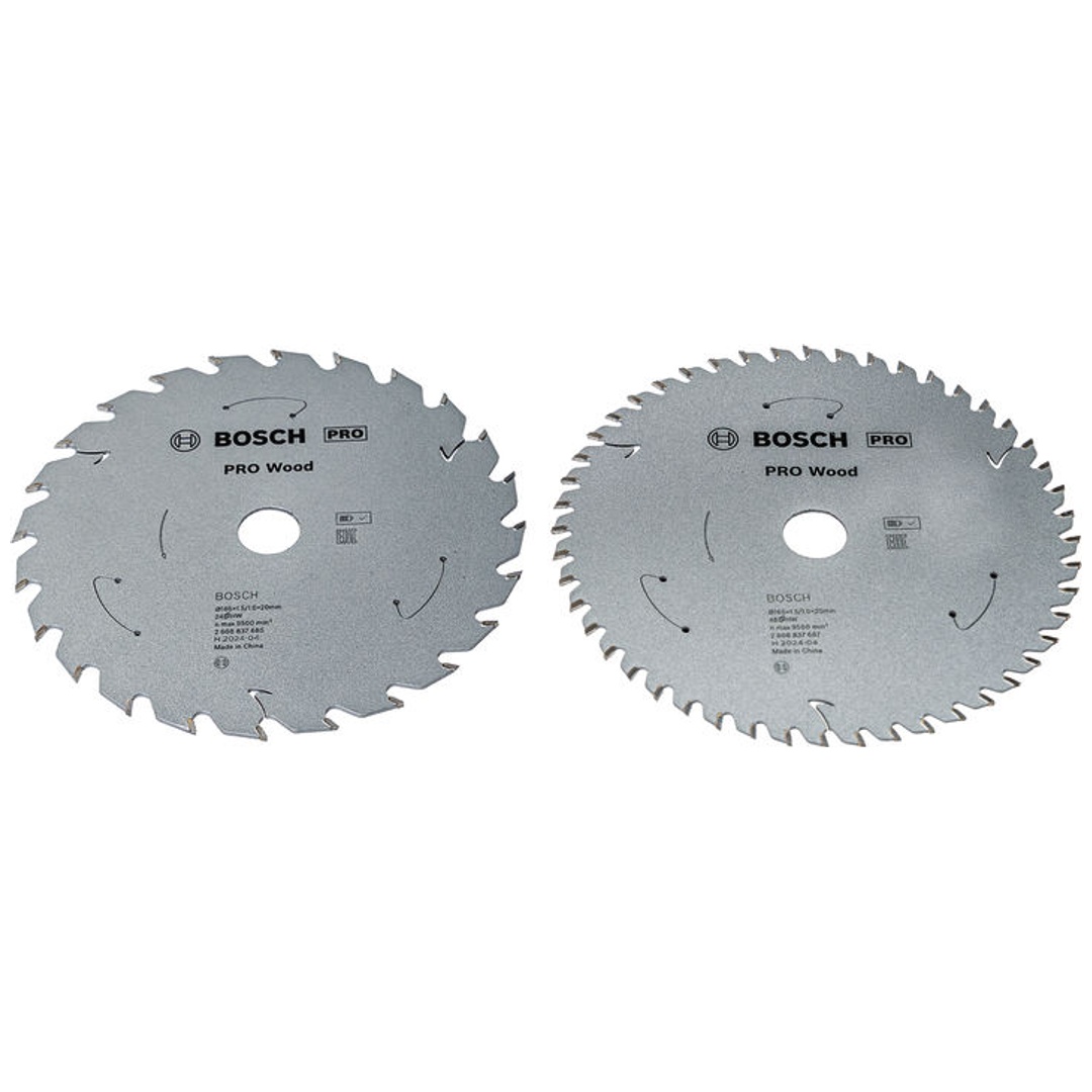 Bosch Kreissägeblatt Promo 2er Pack, 165 mm CL Pro Wood, Weich-/Hartholz