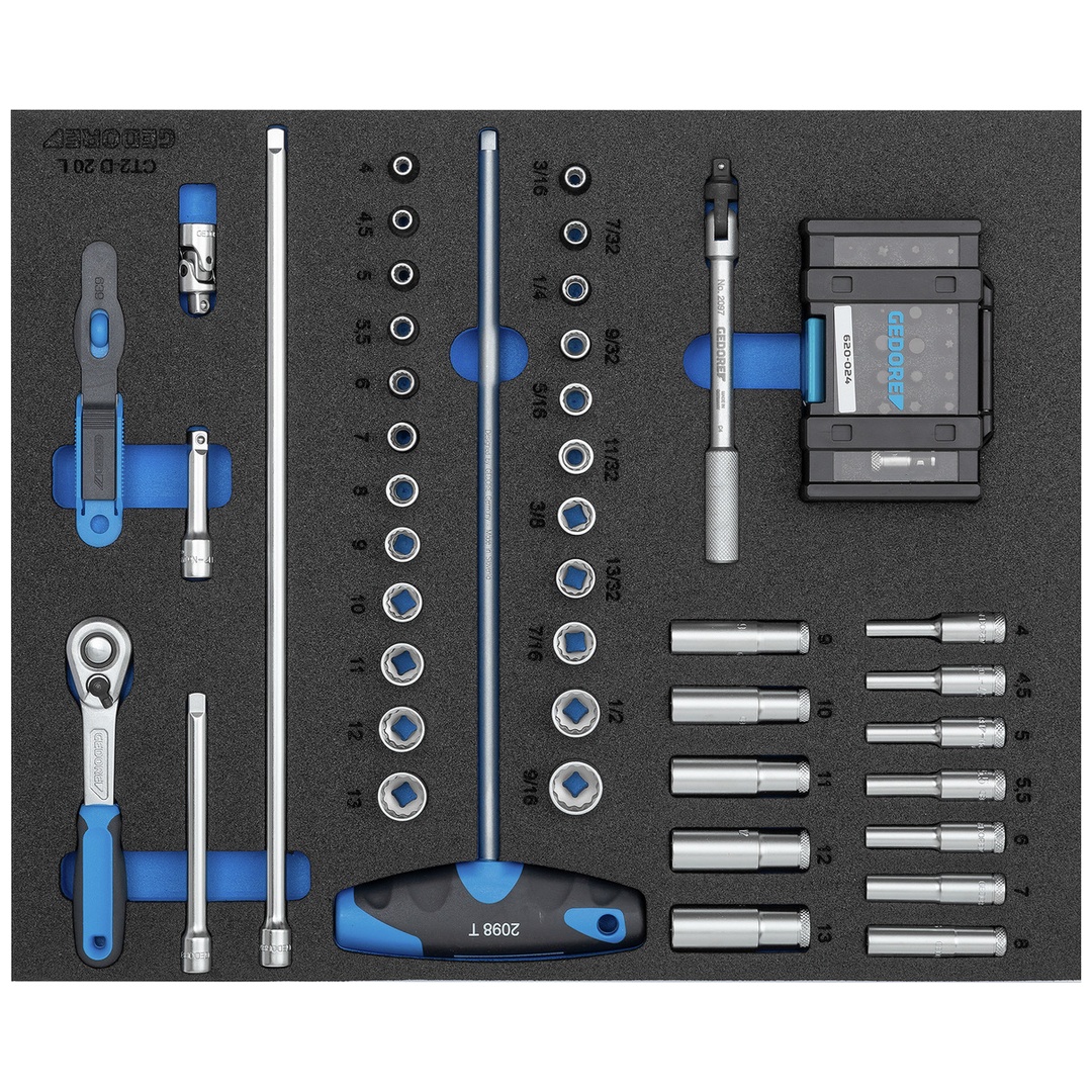 Gedore Steckschlüssel-Sortiment 1/4 in Check-Tool-Modul, 67-tlg.