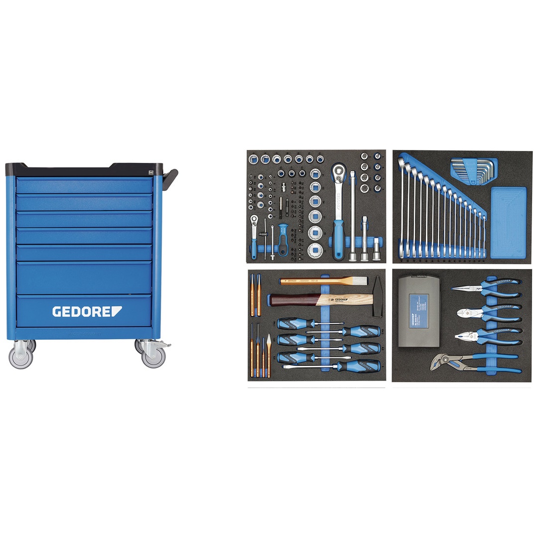 Gedore Werkzeugwagen workster smartline mit 147-tlg.en Werkzeugsortiment