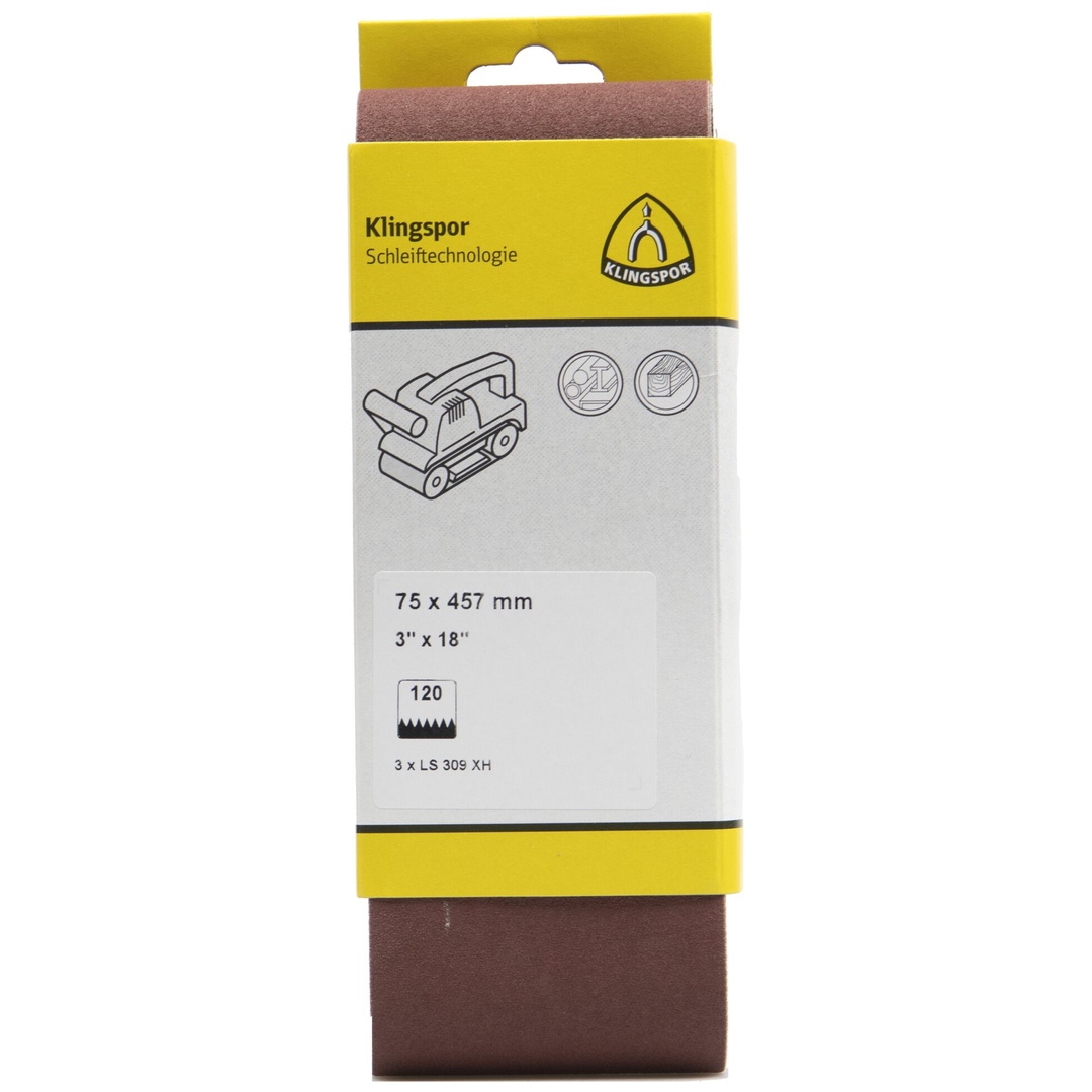 Klingspor LS 309 XH Hobbänder, 75 x 457 mm Korn 80 F5, SB-verpackt im Reiter