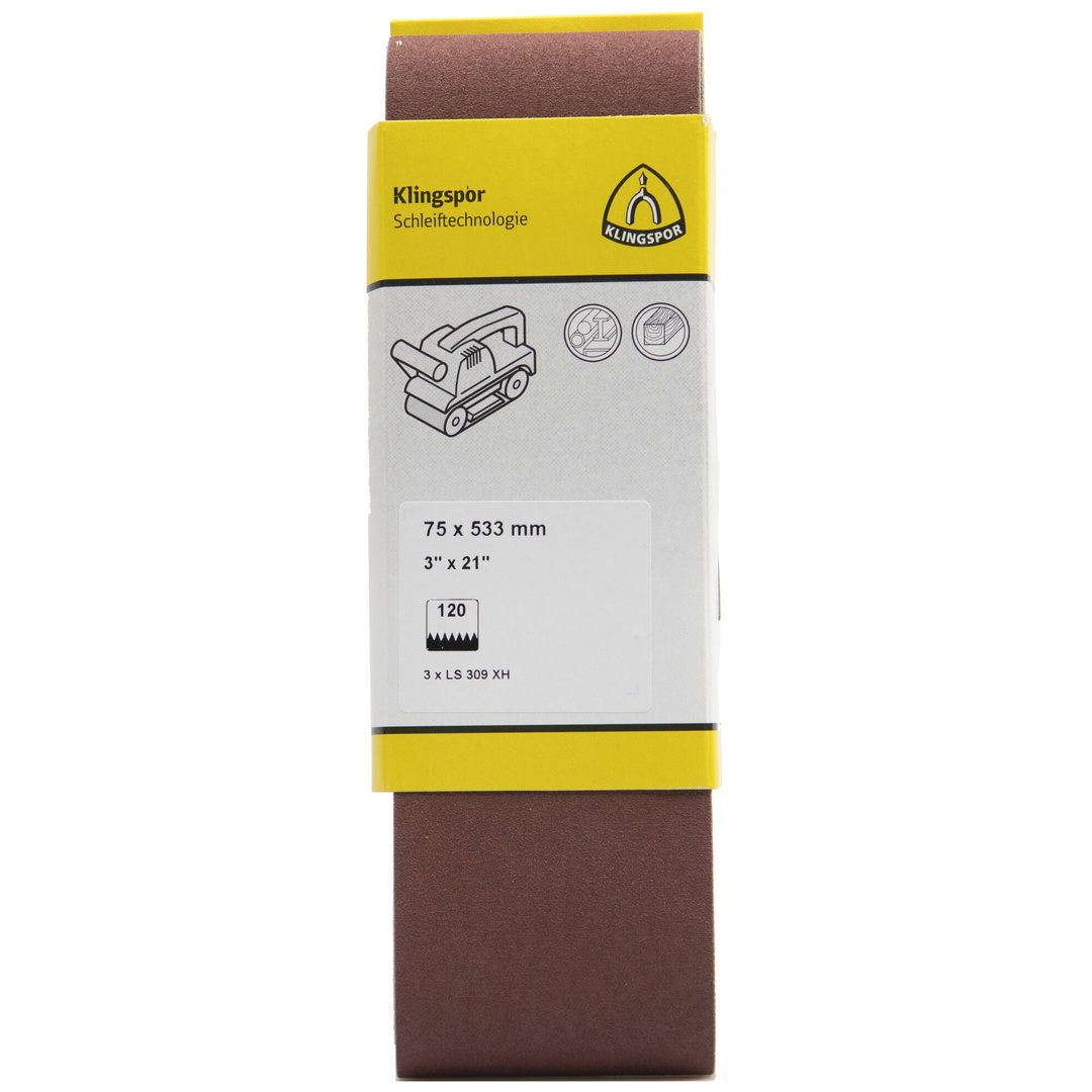 Klingspor LS 309 XH Hobbänder, 75 x 533 mm Korn 40 F5, SB-verpackt im Reiter