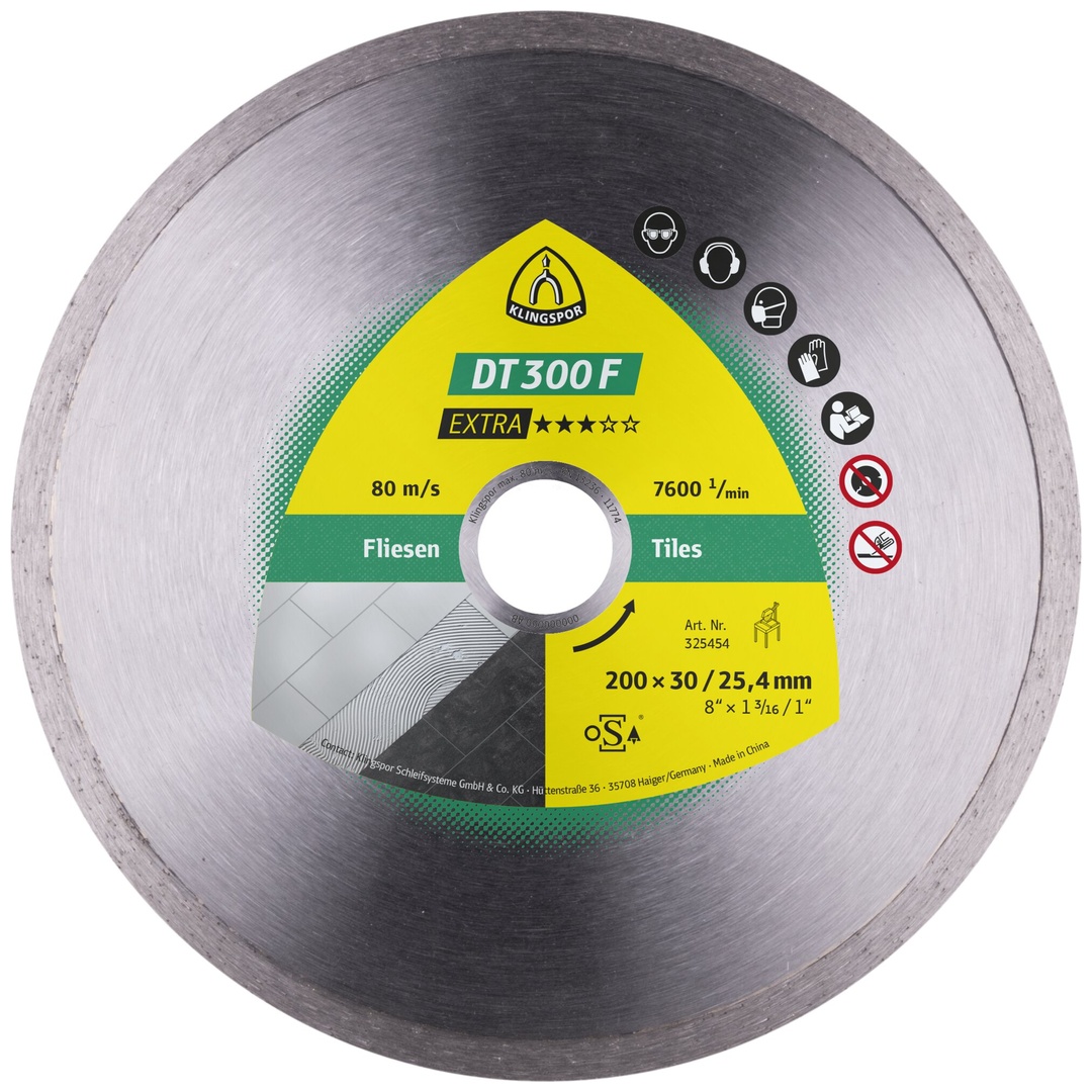 Klingspor DT 300 F Diamanttrennscheiben, 200 x 1,9 x 30 mm 1,9 x 7 mm, geschlossener Rand Reduzierring 25,4