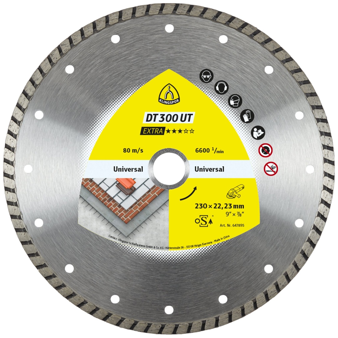 Klingspor DT 300 UT Diamanttrennscheiben, 115 x 1,9 x 22,23 mm 1,9 x 7 mm, geschlossener Rand Turbo