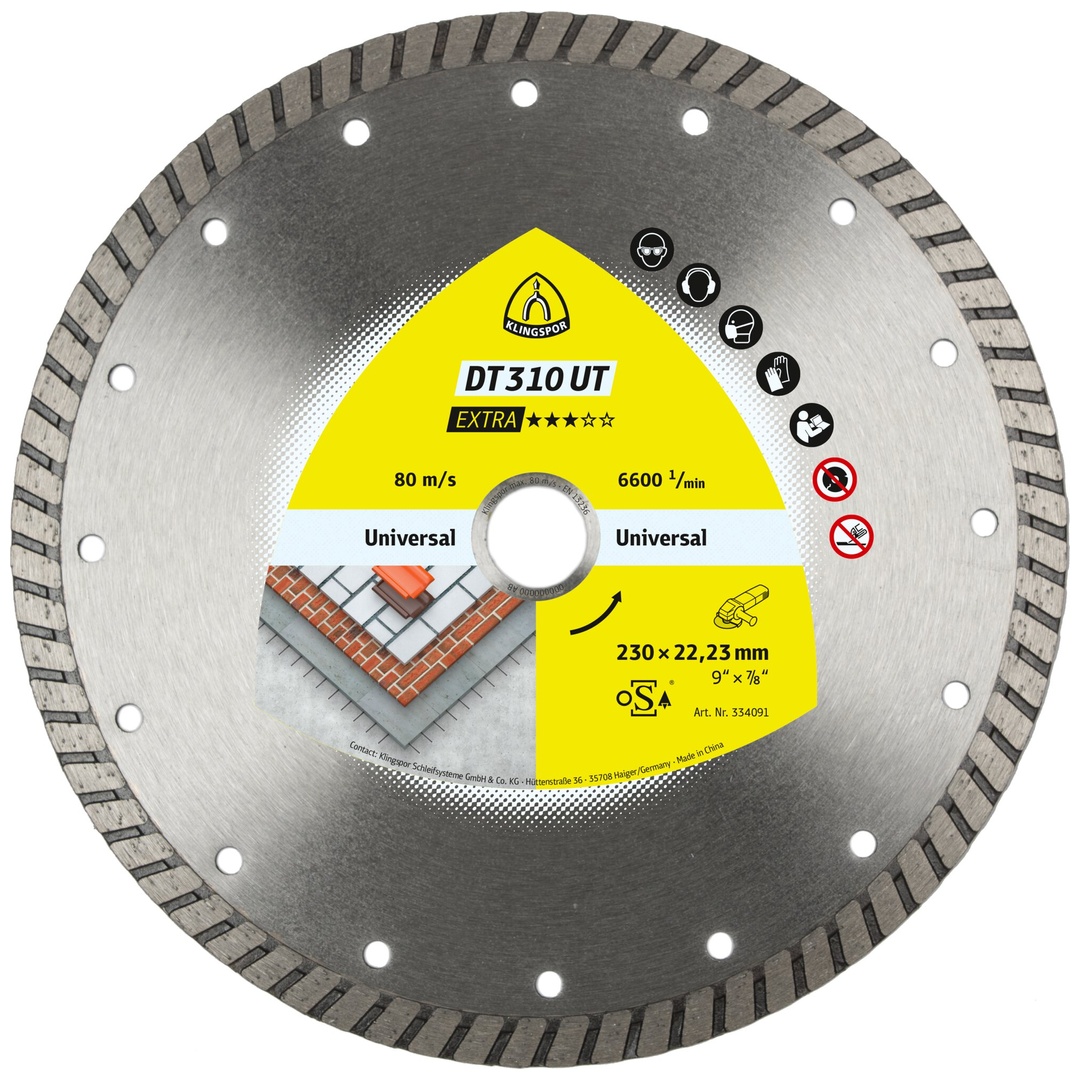 Klingspor DT 310 UT Diamanttrennscheiben, 230 x 2,5 x 22,23 mm 2,5 x 10 mm, geschlossener Rand Turbo