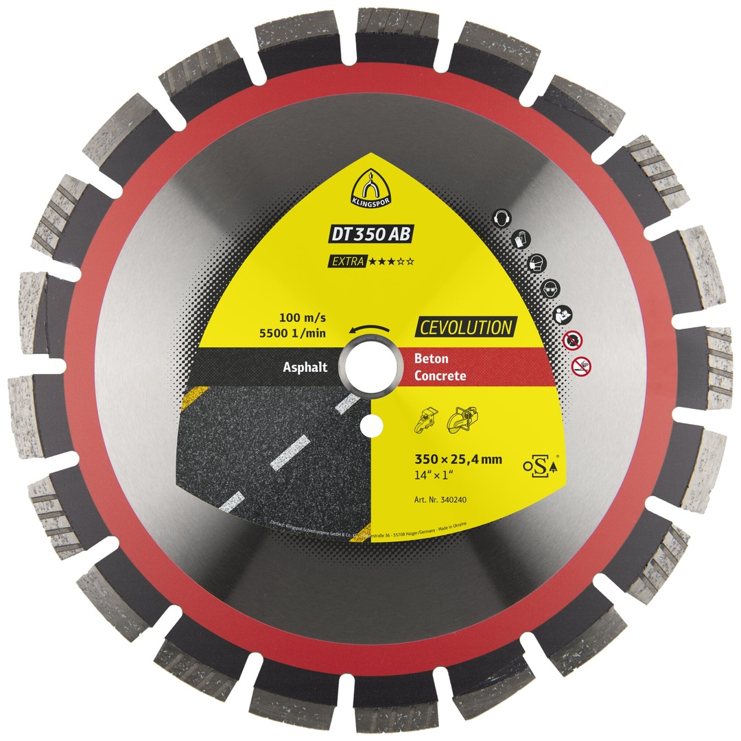 Klingspor DT 350 AB Diamanttrennscheiben, 300 x 2,8 x 25,4 mm 18 Segmente 40 x 2,8 x 12 mm, Weitverzahnt