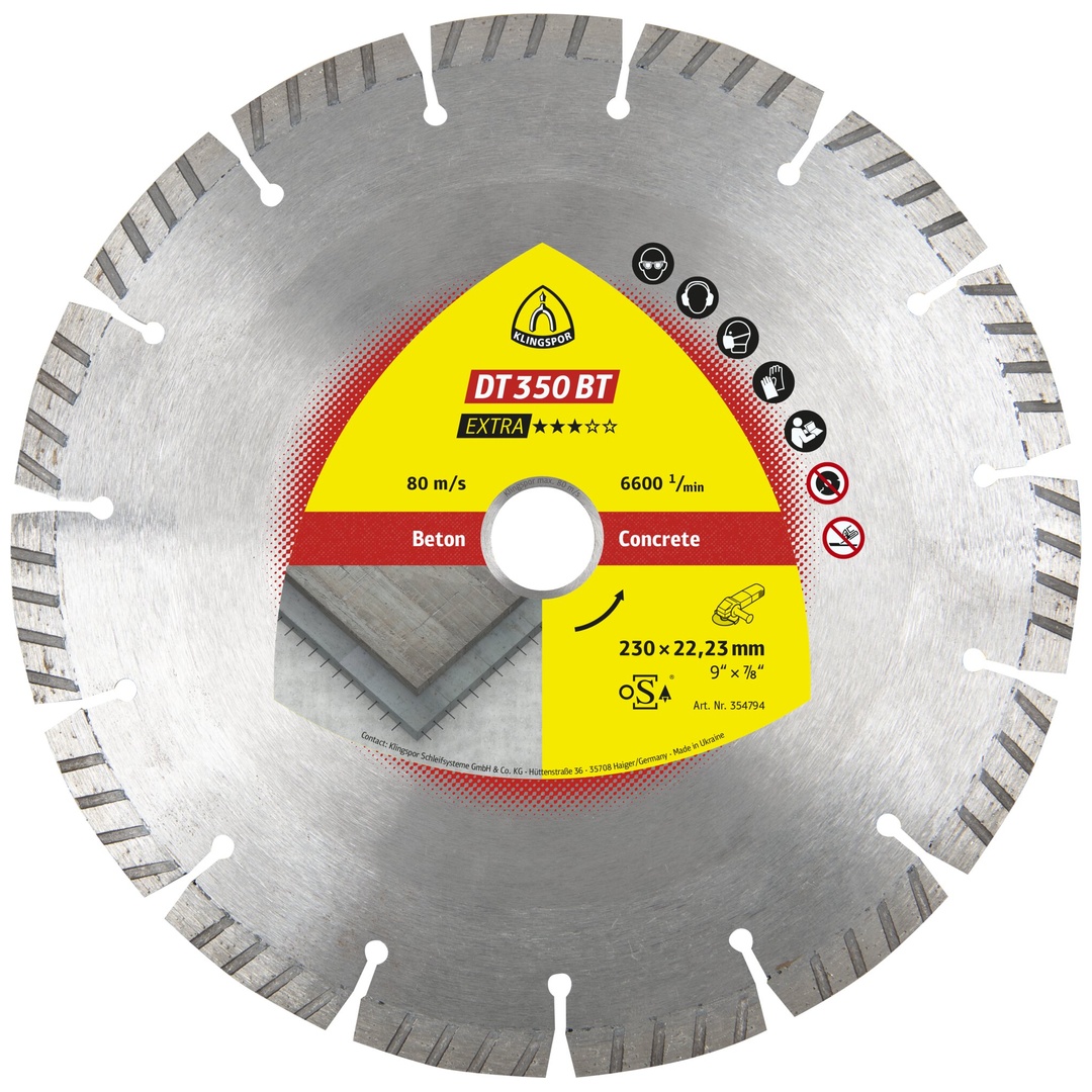 Klingspor DT 350 BT Diamanttrennscheiben, 150 x 2,4 x 22,23 mm 11 Segmente 33 x 2,4 x 10 mm, Standard Turbo