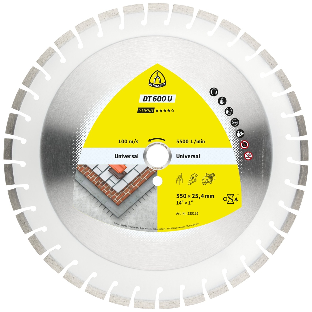 Klingspor DT 600 U Diamanttrennscheiben, 300 x 2,8 x 20 mm 32 Segmente 24 x 2,8 x 10 mm, Kurzverzahnung