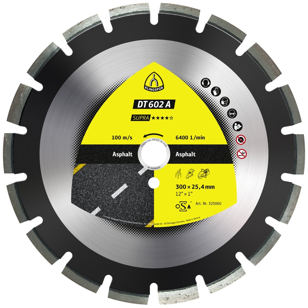 Klingspor DT 602 A Diamanttrennscheiben, 500 x 3,7 x 25,4 mm 30 Segmente 40 x 3,7 x 10 mm, Weitverzahnt