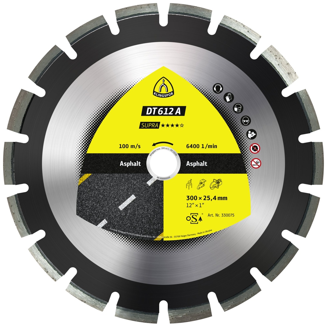 Klingspor DT 612 A Diamanttrennscheiben, 350 x 3,2 x 25,4 mm 21 Segmente 40 x 3,2 x 10 mm, Weitverzahnt