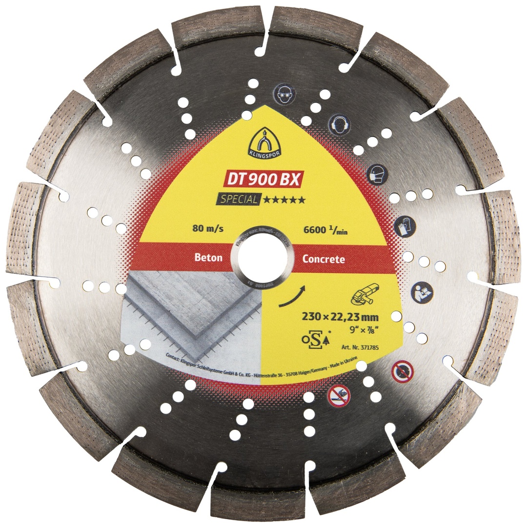 Klingspor DT 900 BX Diamanttrennscheiben, 230 x 2,7 x 22,23 mm 15 Segmente 42 x 2,7 x 12 mm, Standardverzahnung