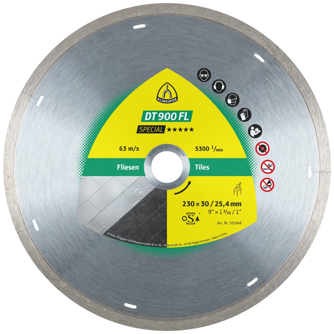 Klingspor DT 900 FL Diamanttrennscheiben, 125 x 1,4 x 22,23 mm 1,4 x 7 mm, geschl. Rand m. Laserschlitzen