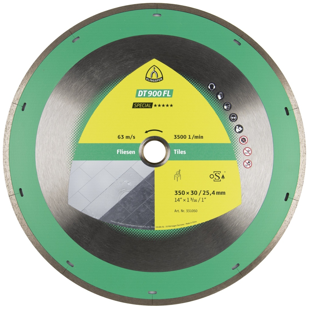 Klingspor DT 900 FL Diamanttrennscheiben, 200 x 1,6 x 30 mm 1,6 x 7 mm, geschl. Rand m. Laserschlitzen Reduzierring 25,4