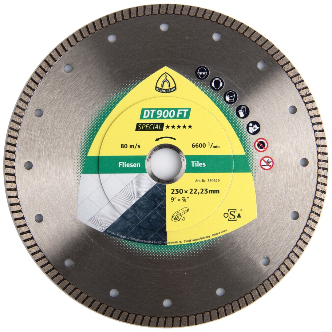 Klingspor DT 900 FT Diamanttrennscheiben, 180 x 2 x 22,23 mm 2 x 7 mm, geschlossener Rand Turbo