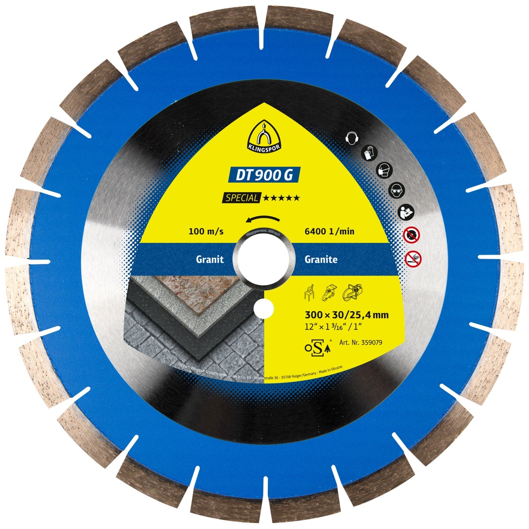 Klingspor DT 900 G Diamanttrennscheiben, 300 x 2,8 x 30 mm 20 Segmente 40 x 2,8 x 14 mm, Standardverzahnung Reduzierring 25,4