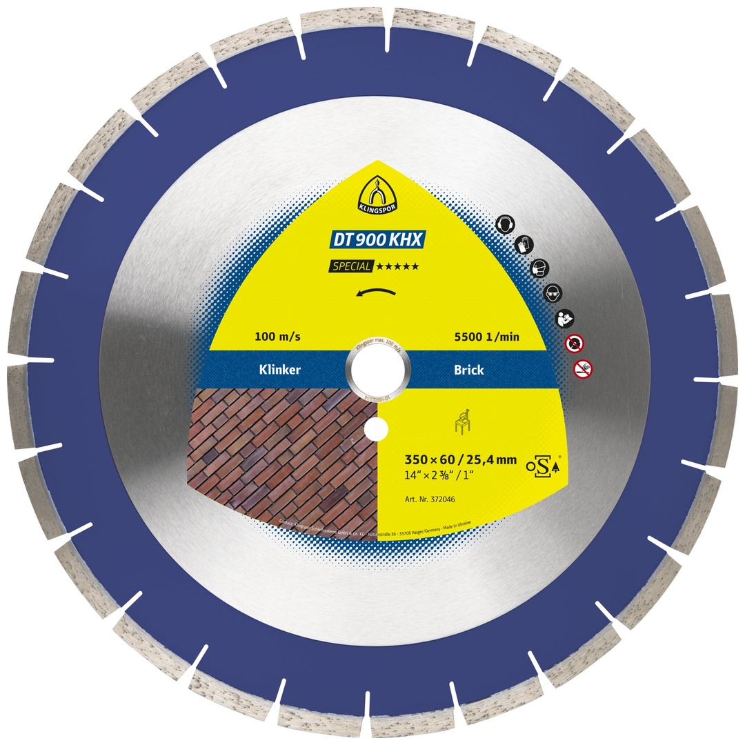 Klingspor DT 900KHX Diamanttrennscheiben, 350 x 3 x 60 mm 24 Segmente 40 x 3 x 12 mm, Engverzahnt Reduzierring 25,4