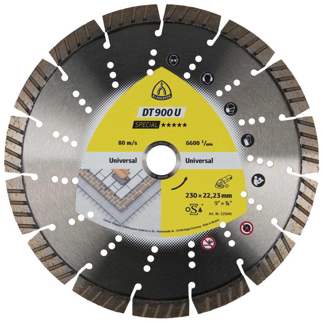 Klingspor DT 900 U Diamanttrennscheiben, 230 x 2,6 x 22,23 mm 15 Segmente 42 x 2,6 x 12 mm, Standard Turbo