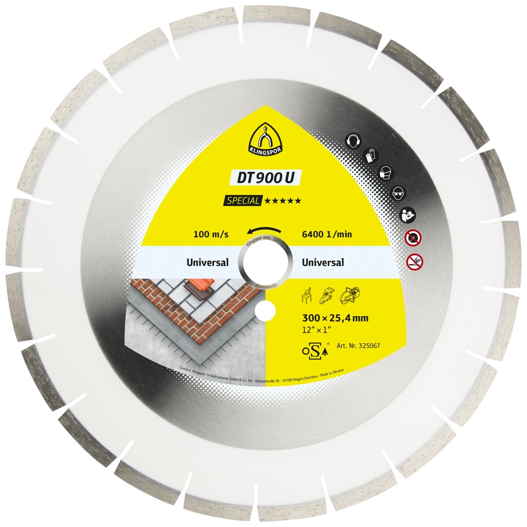 Klingspor DT 900 U Diamanttrennscheiben, 500 x 3,7 x 25,4 mm 30 Segmente 40 x 3,7 x 10 mm, Weitverzahnt