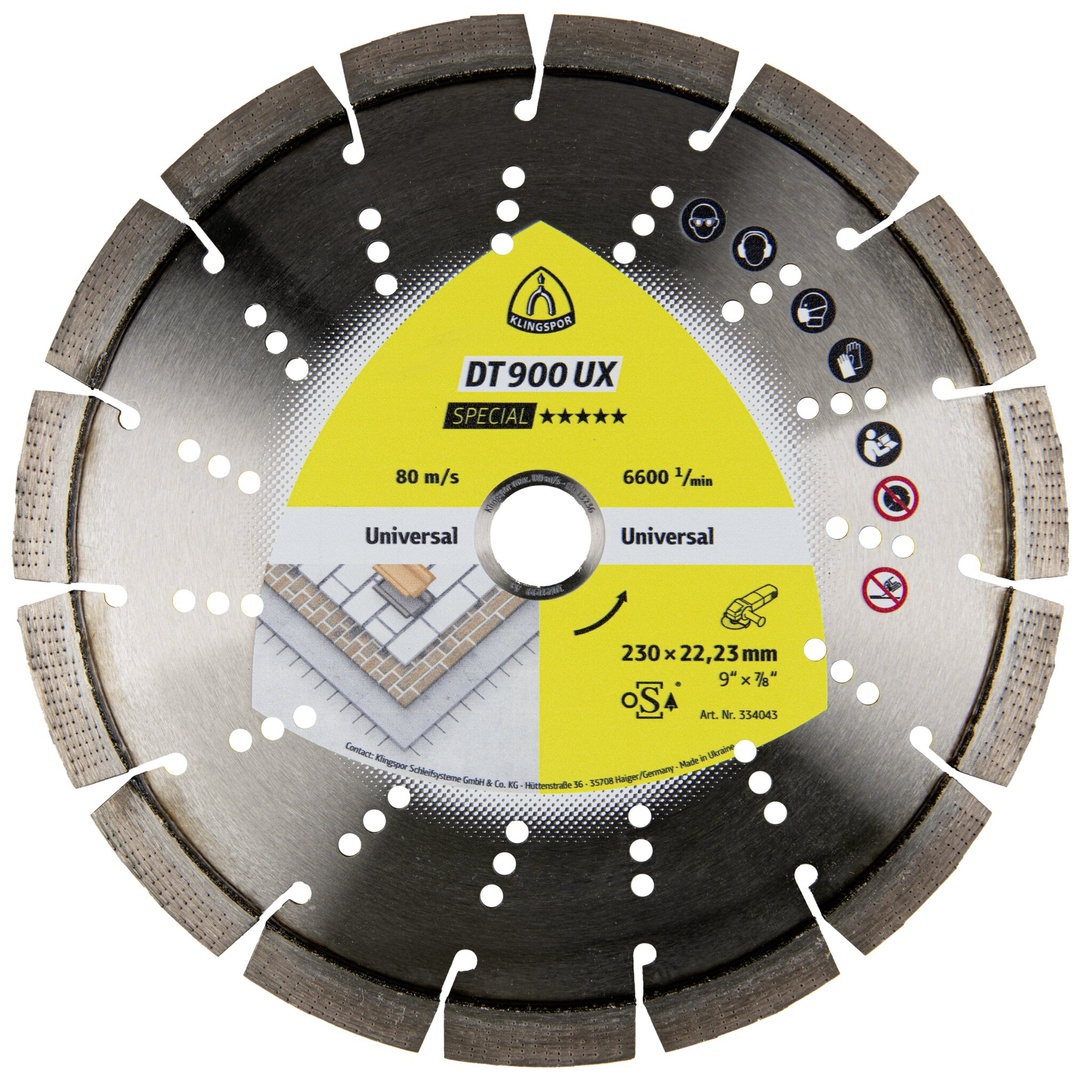 Klingspor DT 900 UX Diamanttrennscheiben, 230 x 2,7 x 22,23 mm 15 Segmente 42 x 2,7 x 12 mm, Standardverzahnung