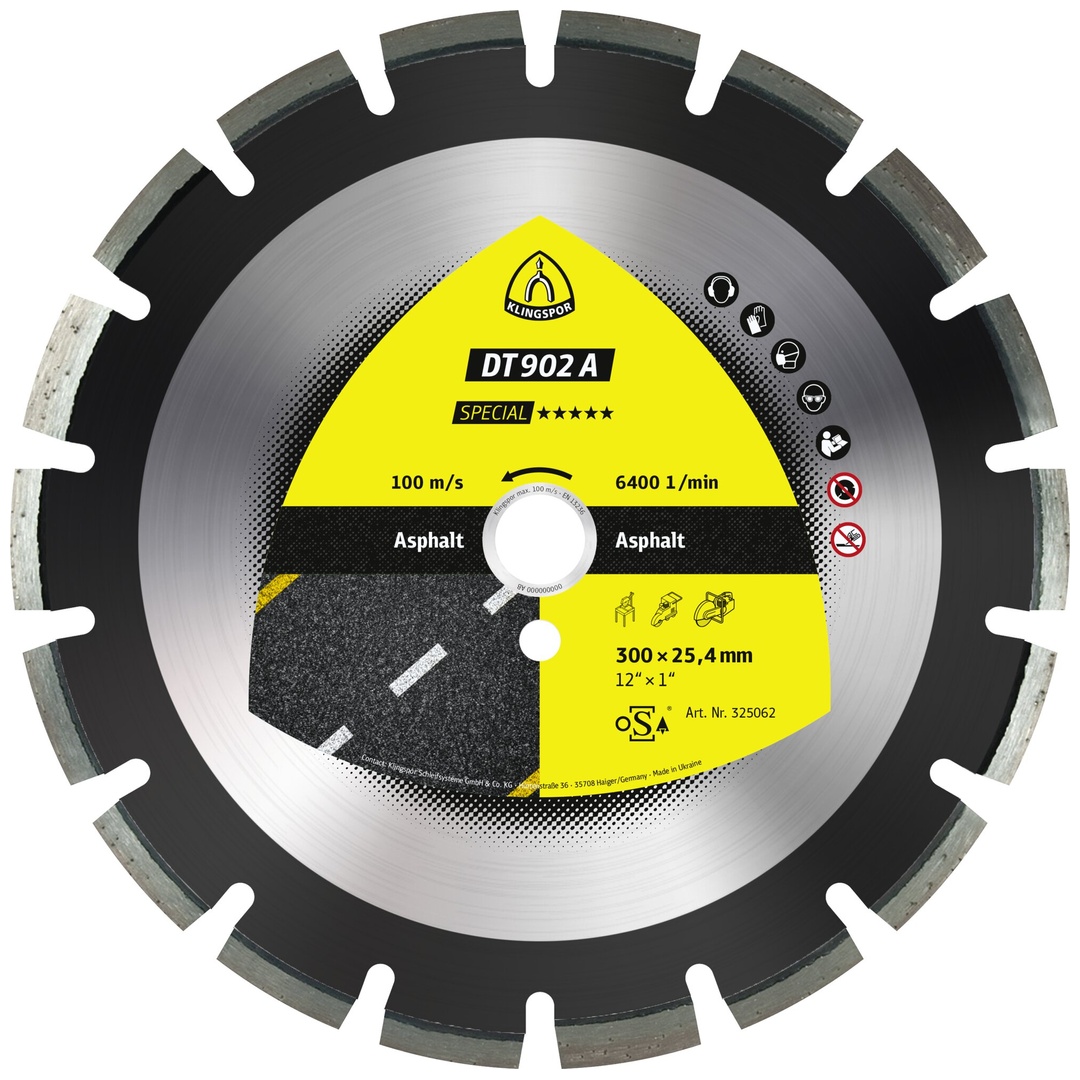 Klingspor DT 902 A Diamanttrennscheiben, 350 x 3,2 x 25,4 mm 21 Segmente 40 x 3,2 x 12 mm, Weitverzahnt