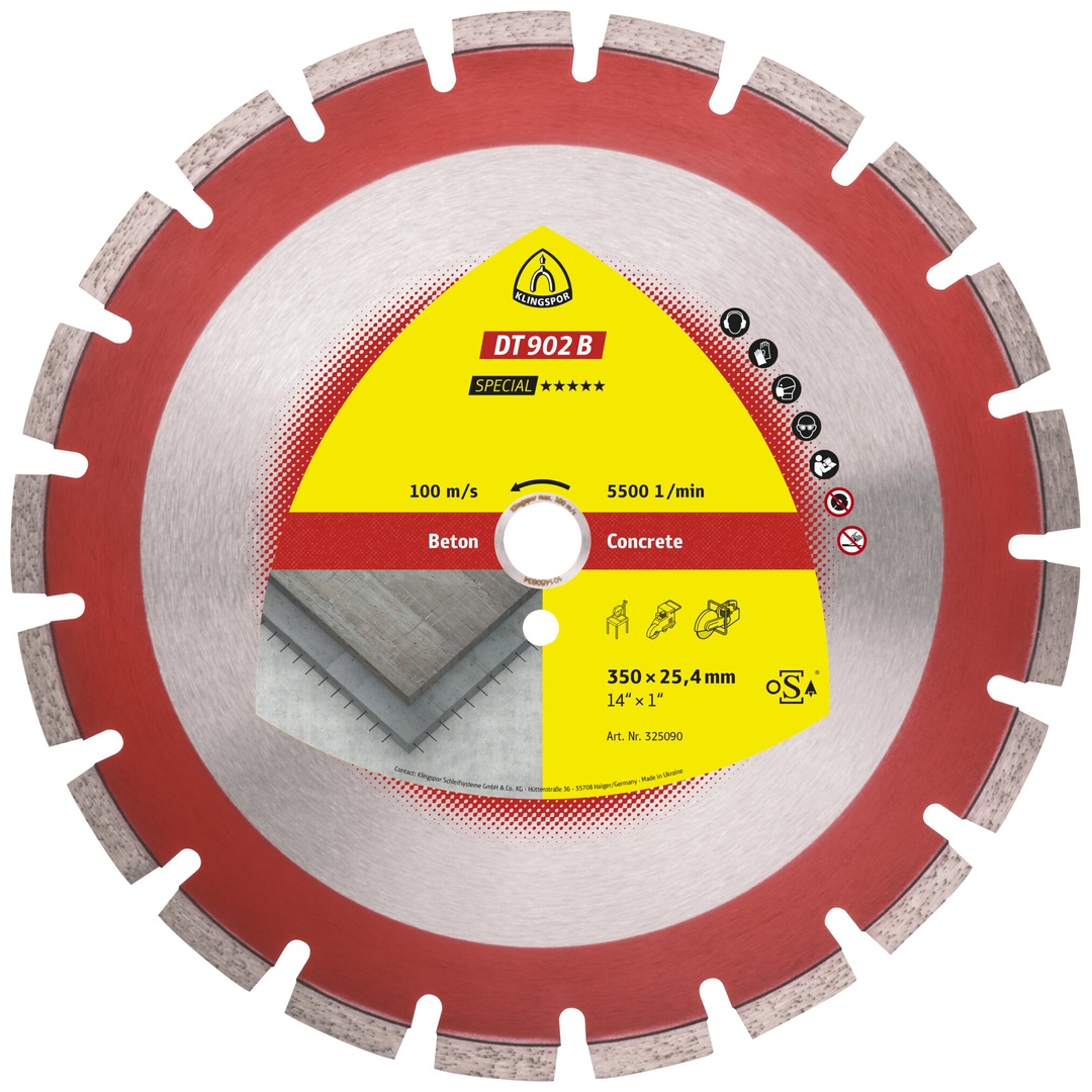 Klingspor DT 902 B Diamanttrennscheiben, 300 x 2,8 x 25,4 mm 18 Segmente 40 x 2,8 x 11 mm, Weitverzahnt