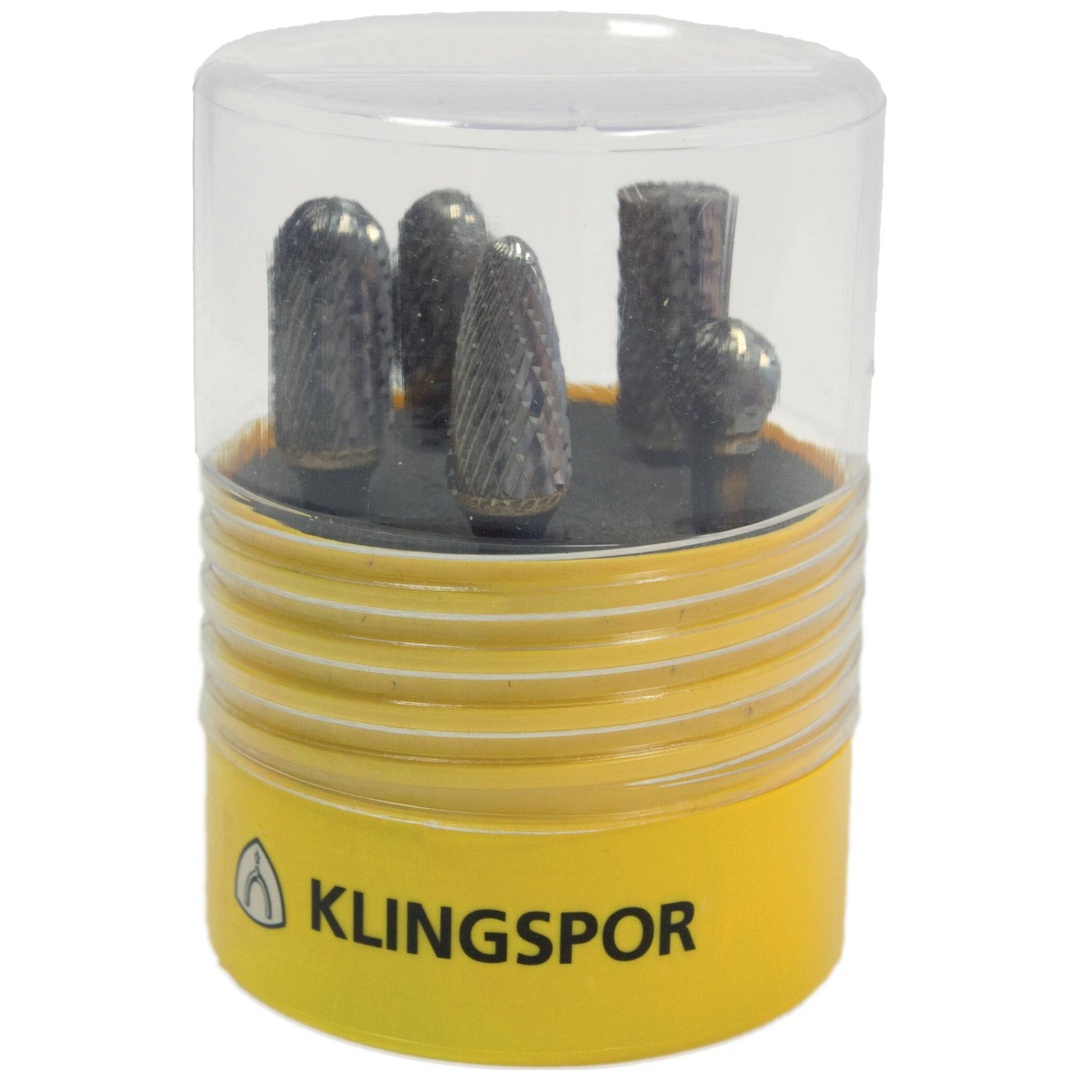 Klingspor HF100BOX5 Fräser/Kernbohrer/ Set, 9,6 x 6 mm Kreuzverzahnung